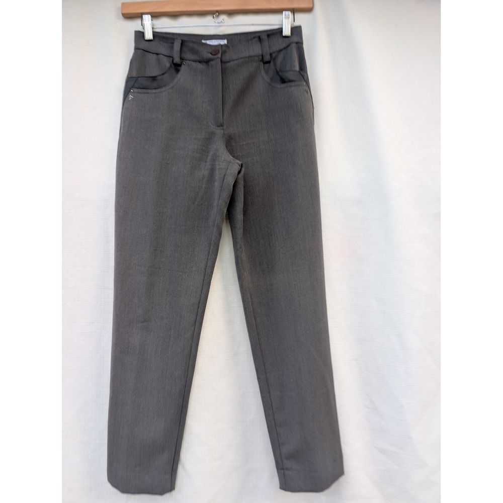Carla Ferroni Dress Pants Womens 44 Grey Poly Viscose Rhinestone Pocket Italy